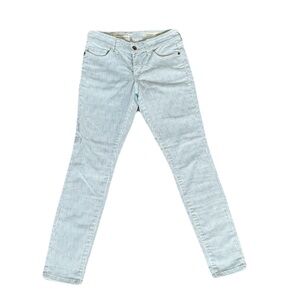 Pilcro by Anthropologie 26 White Blue Striped Mid Rise Skinny Pants